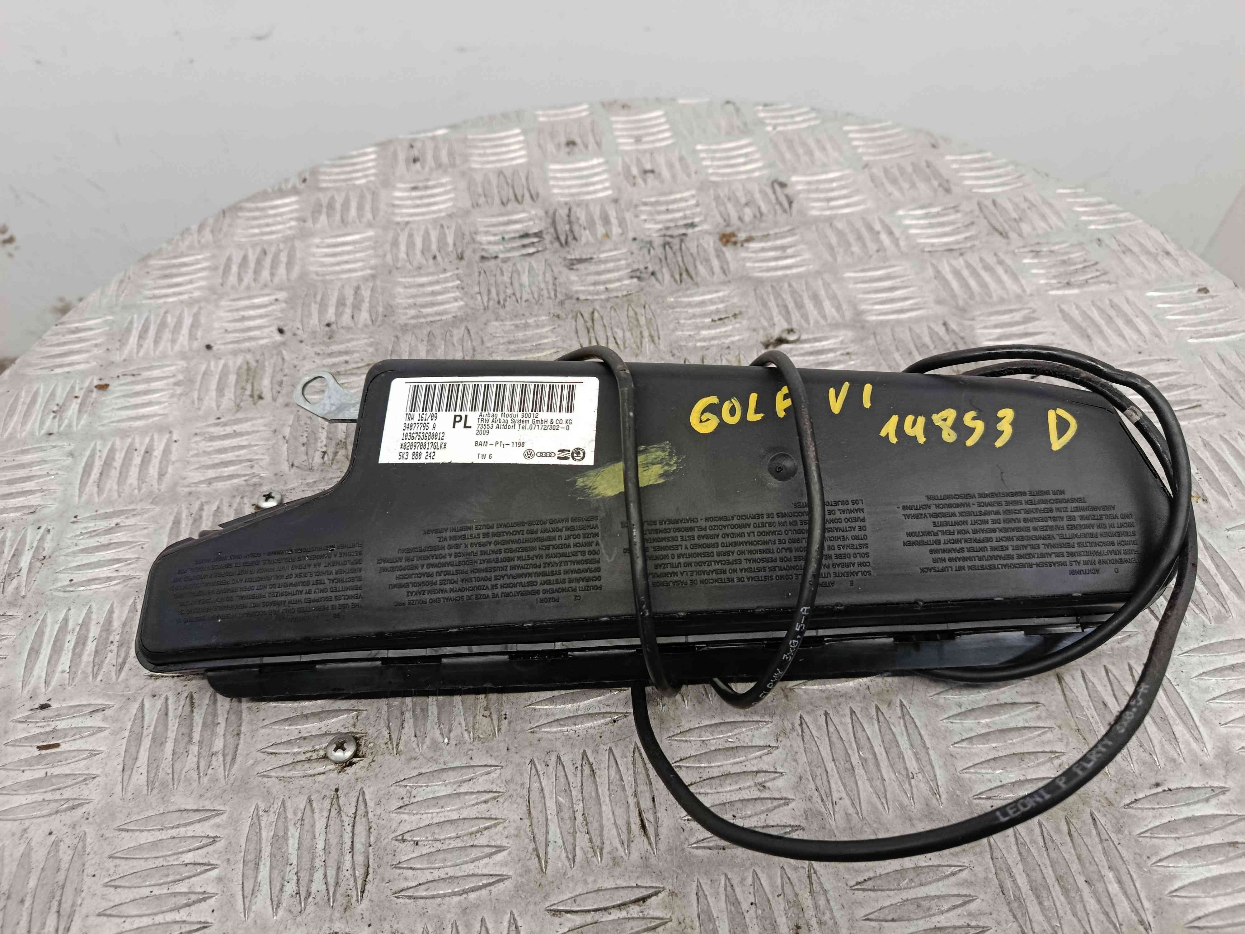 Airbag Banco Dto 5K3880242 - VW GOLF VI (5K1)-38489249