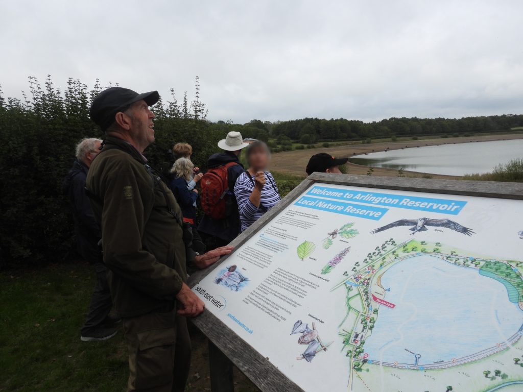 A Walk Around Ardingly Reservoir, with Sand Martins, House Martins, and Spotted Flycatchers - Mark Wright and the group looking out at the Ardingly Reservoir