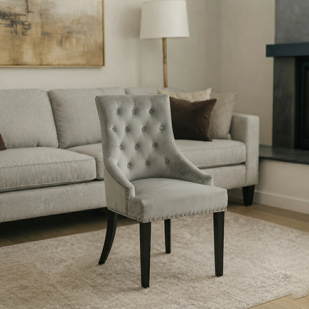 Wingback Chair with Black Legs