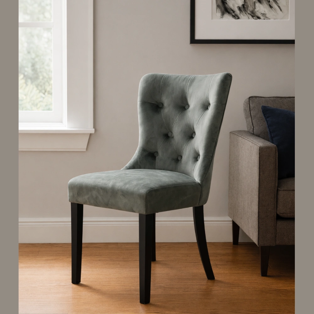 Dining Chair With Black Legs Dark Grey
