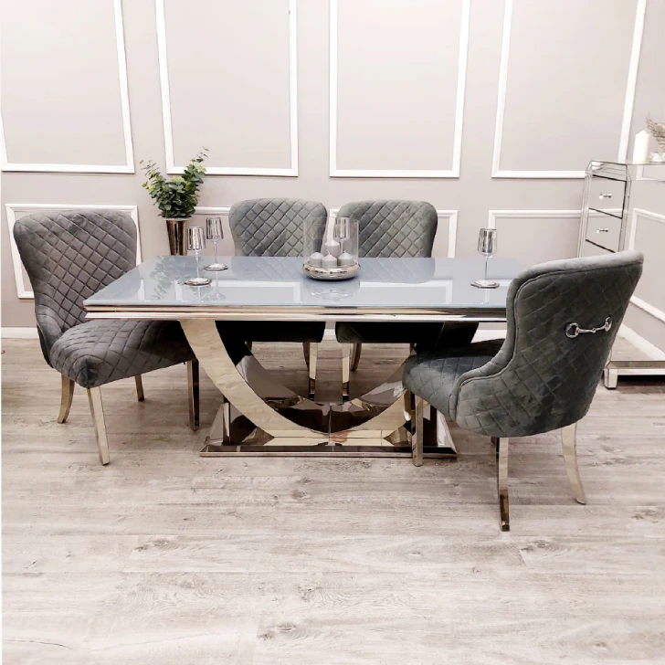 Grey marble dining table set