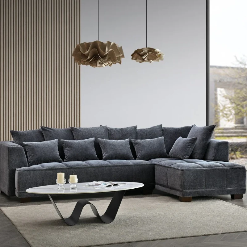 Velvet Corner Sofa -Mermaid Fabric
