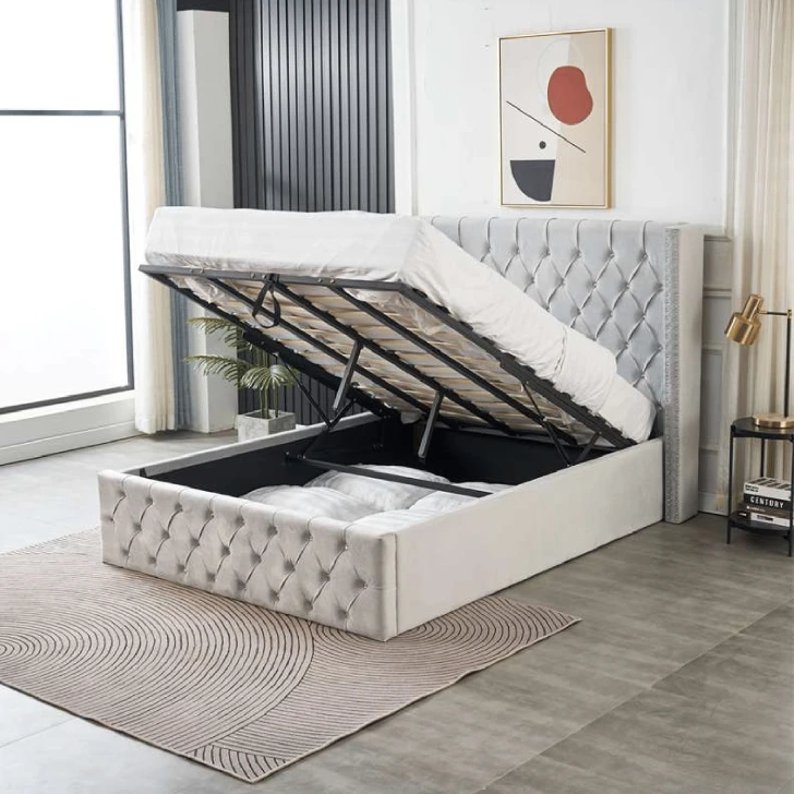 Double light grey ottoman bed