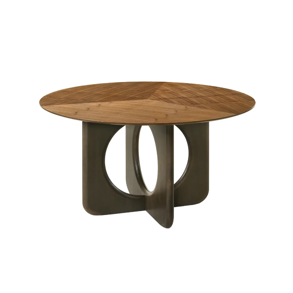 Round Walnut Dining Table for 4