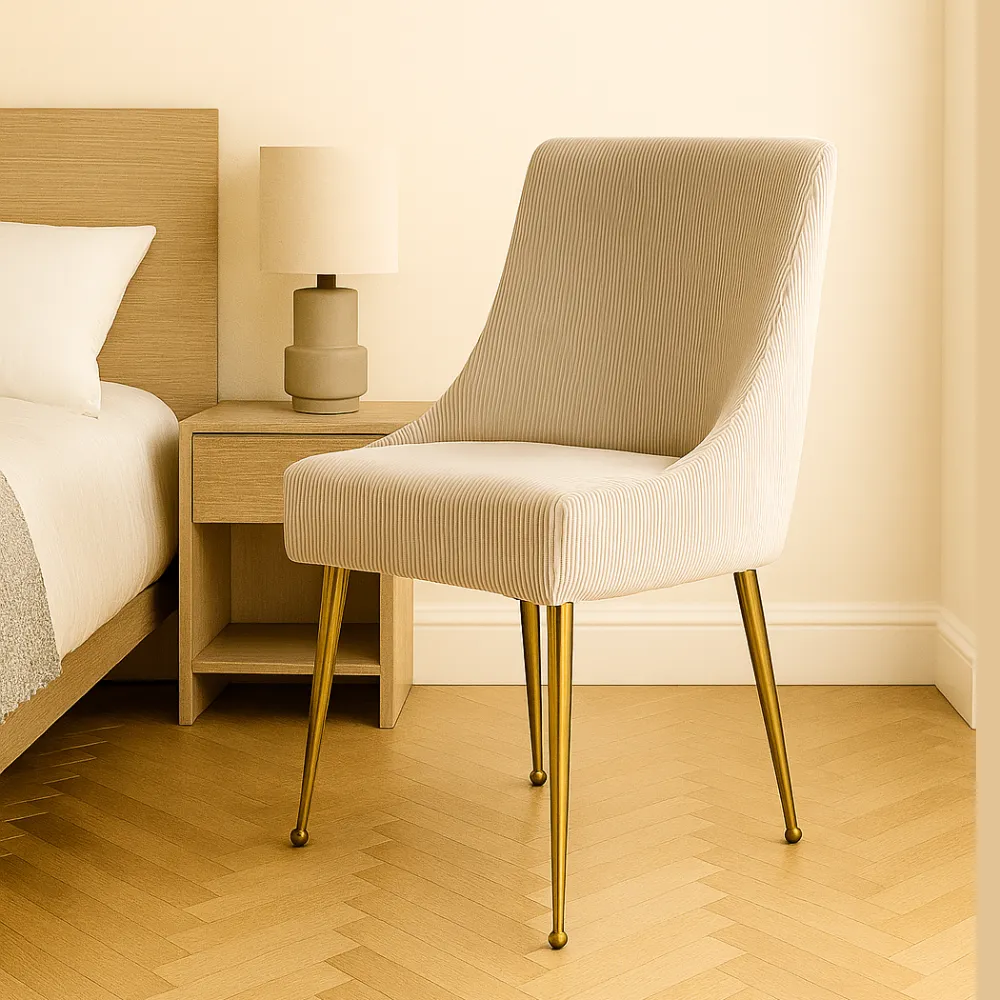 Modern Velvet Dining Chair - Ivory