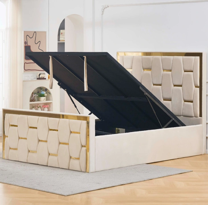 Luxury ottoman bed with gold panel detailing