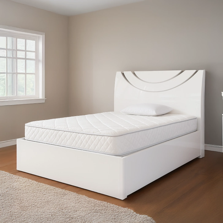White double bed with storage