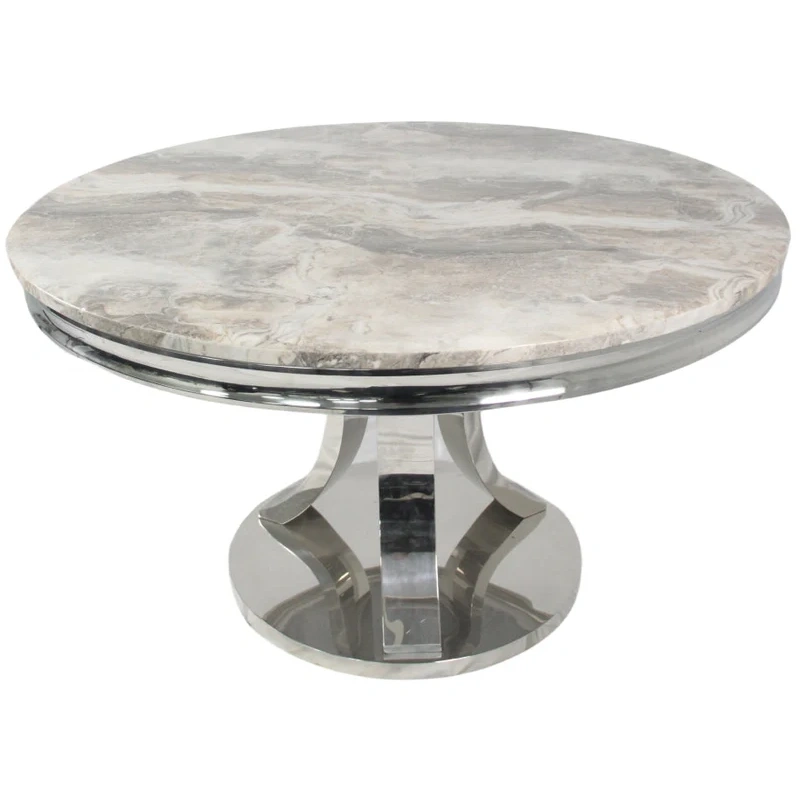 Round Dining Table with Marble Top - 1.3m