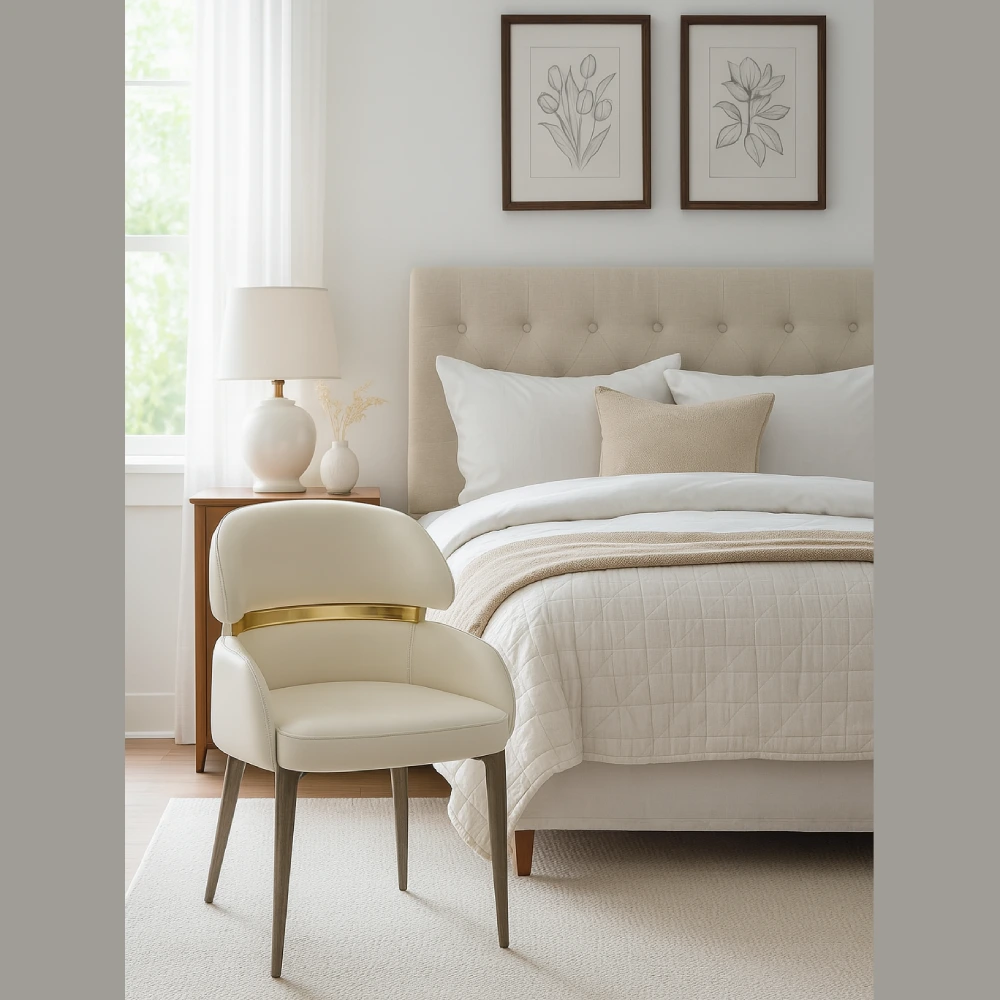 Cream PU Leather Dining Chair