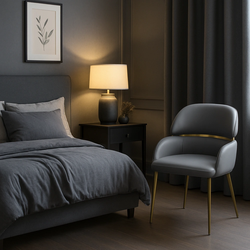 Faux Leather Dining Chair With Gold Metal Legs