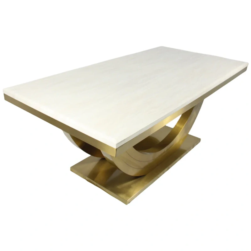 Cream Marble Dining Table with Gold Base
