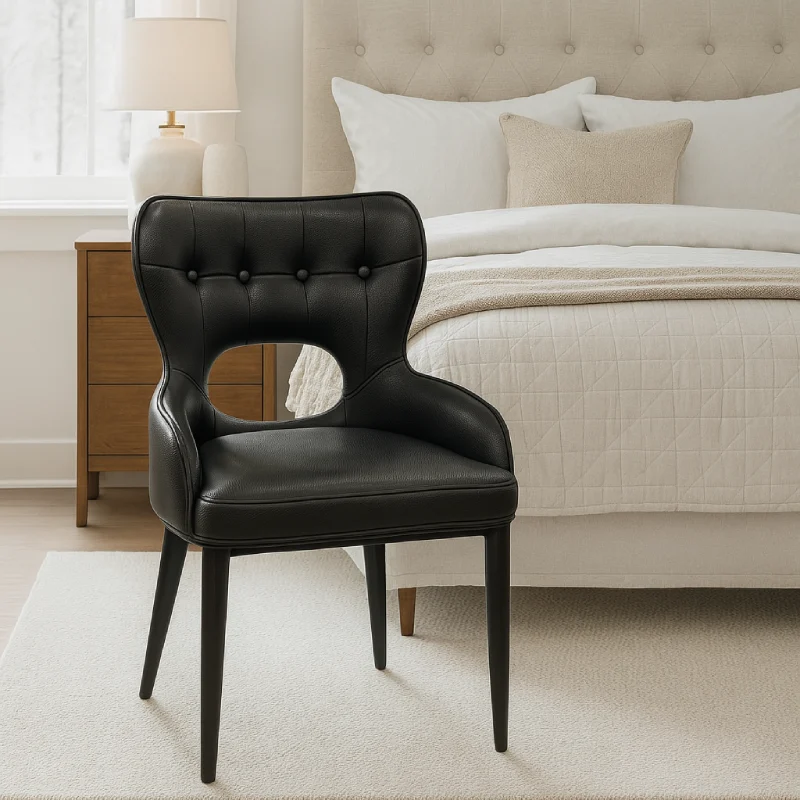 Black Dining Chairs Set of 4 - PU leather