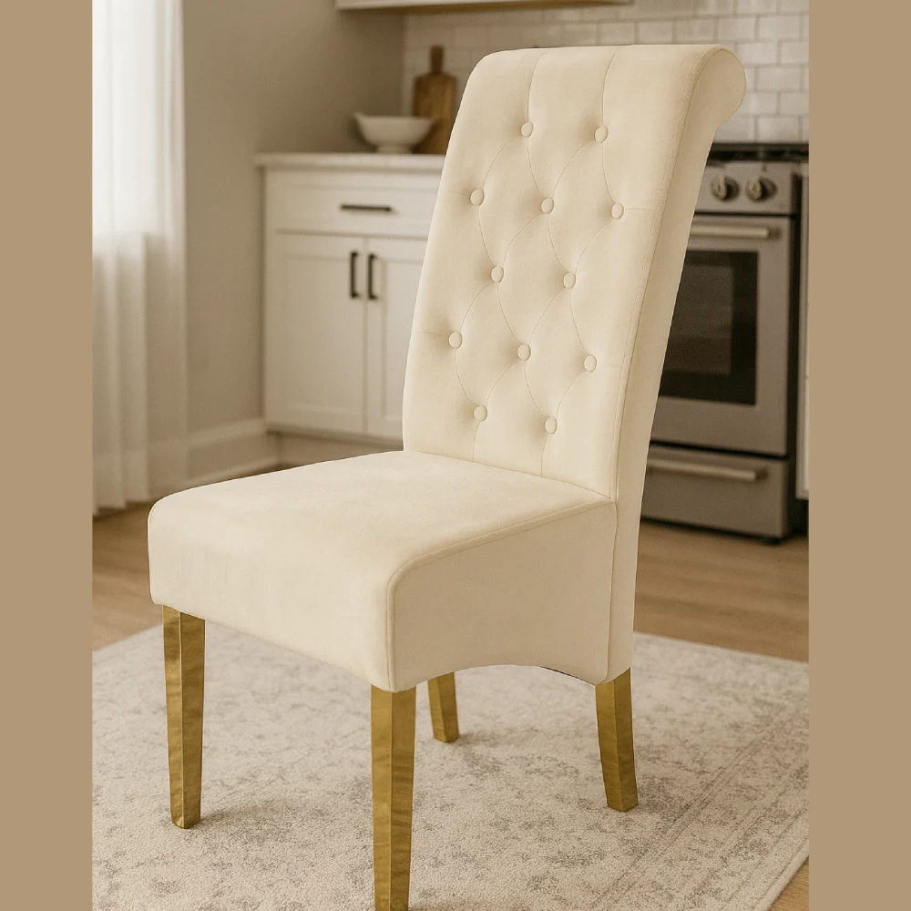 Ring Back Chair Gold Legs - Cream