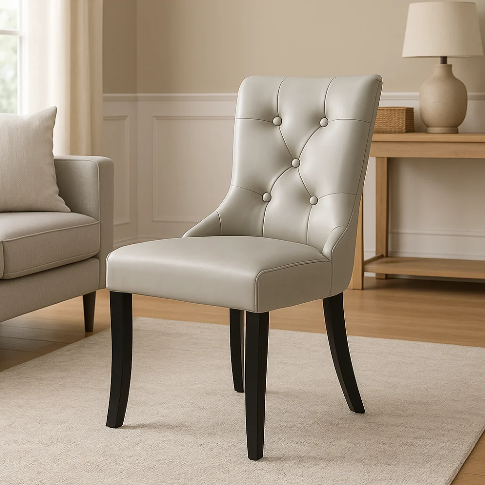 PU Leather Dining Chairs Black Legs
