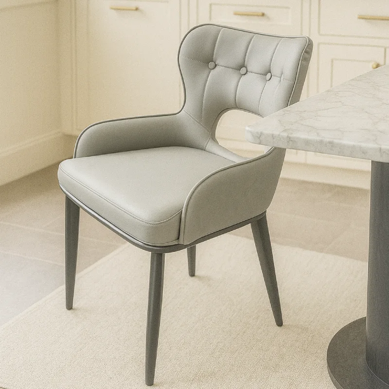 Light Grey Dining Chair - Black Legs