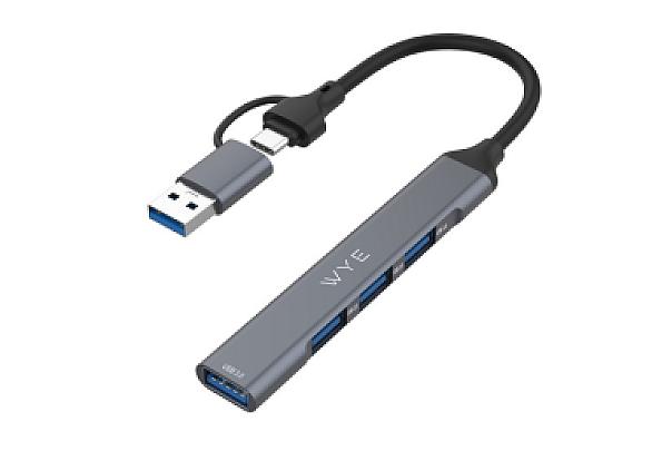 WYEFLOW USB 3.0 Ultra-Slim Hub with USB-A & USB-C