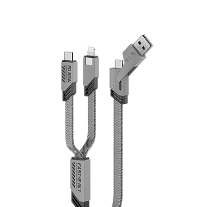 4-In-1 Fast Charging Data Cable for Charging Two Devices at Once