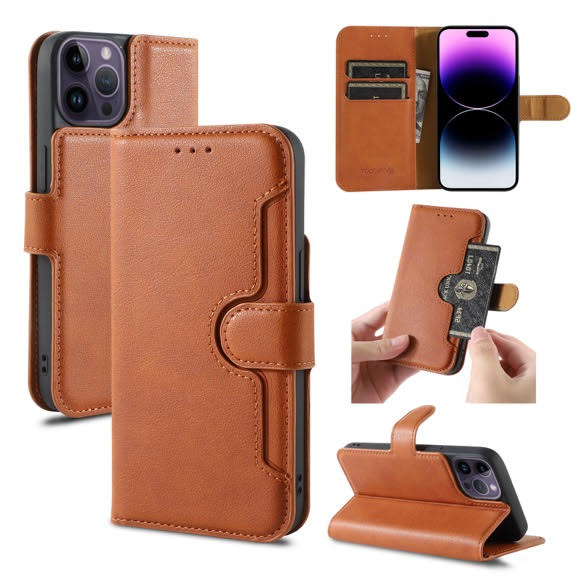iPhone 14 Pro Wallet Double Stiches PU Leather Case