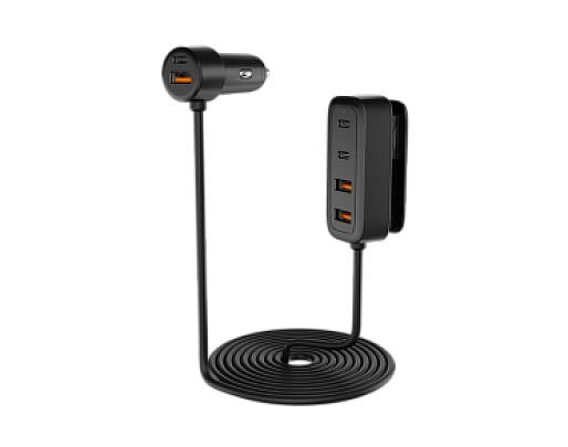 108W In-Car Charger With Multi-Port Extended Charging Hub