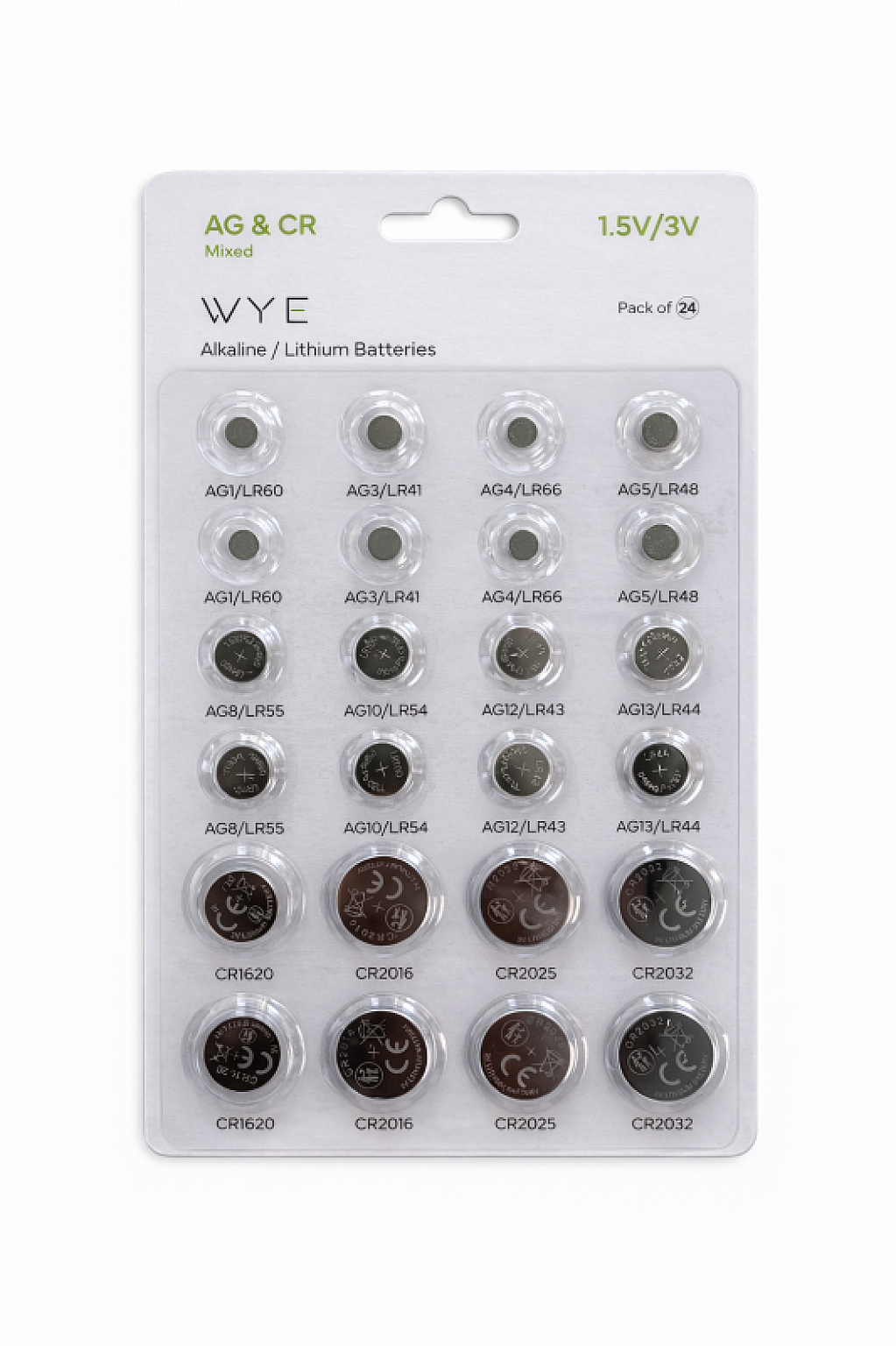 WYE Alkaline / Lithium  Batteries - Mixed Pack of 24