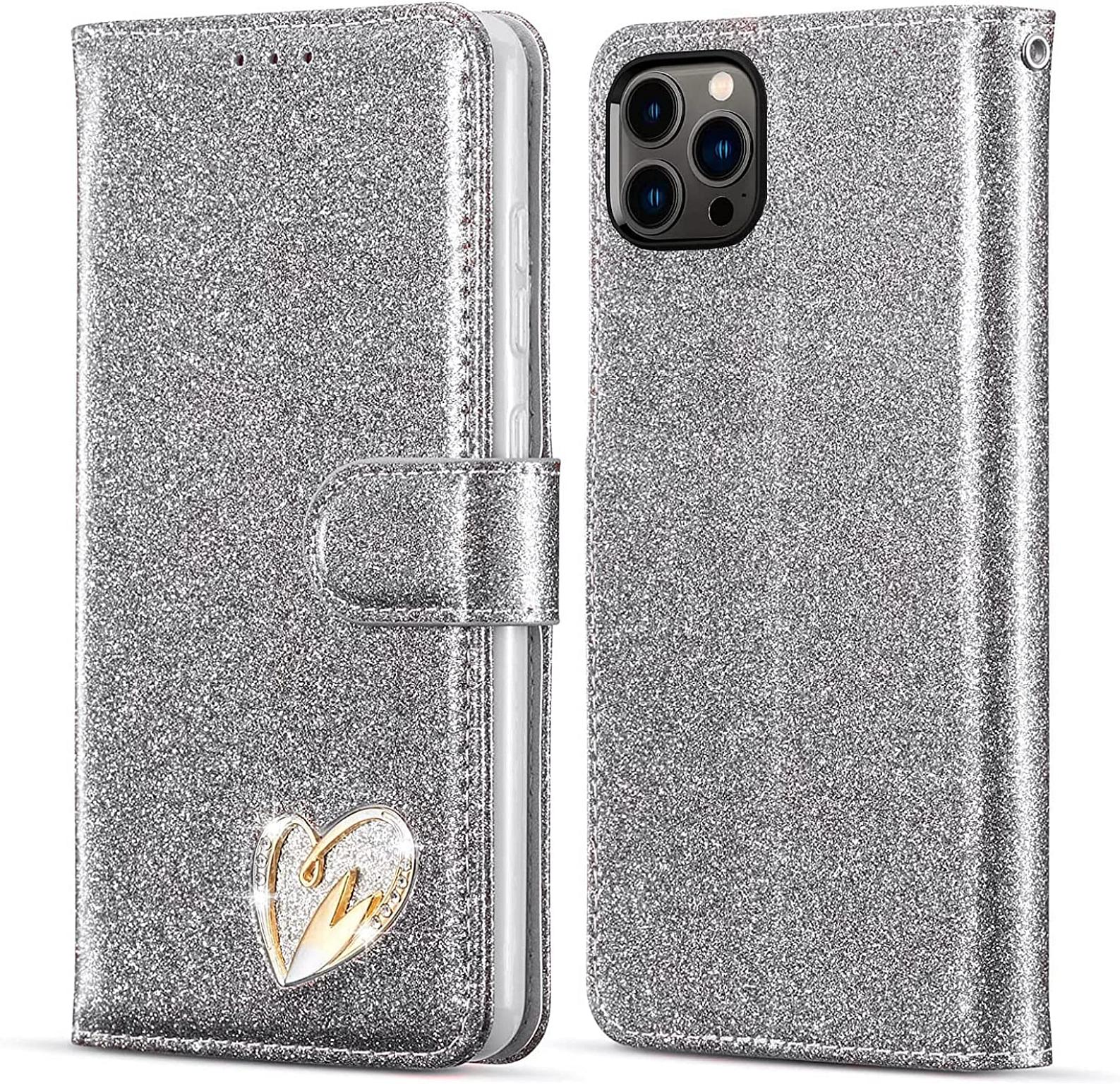Galaxy S9 Wallet Heart Shiny Case