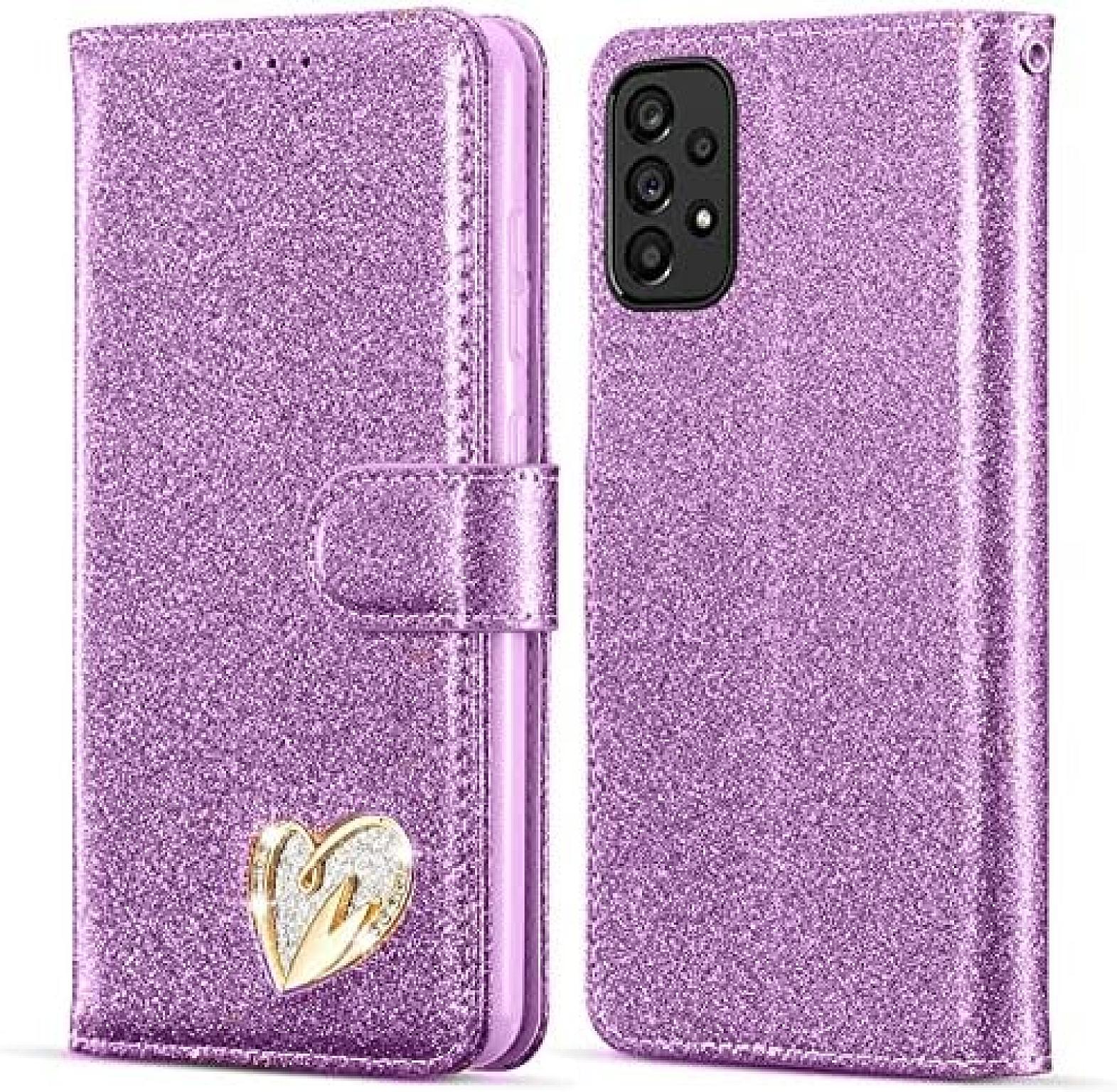 Galaxy A12 Wallet Heart Shiny Case