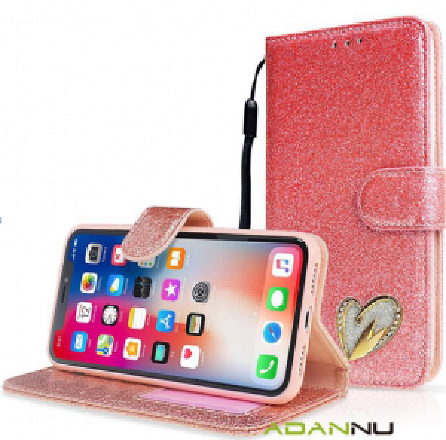 Galaxy A53 Wallet Heart Shiny Case