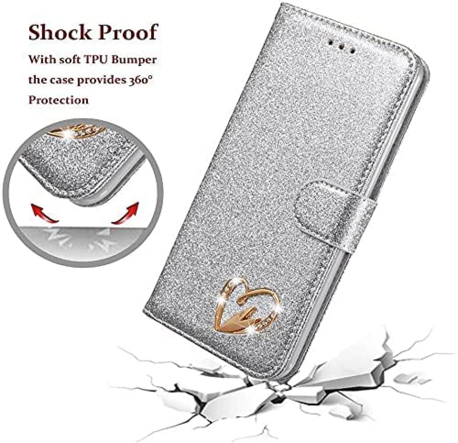Galaxy S21 Wallet Heart Shiny Case