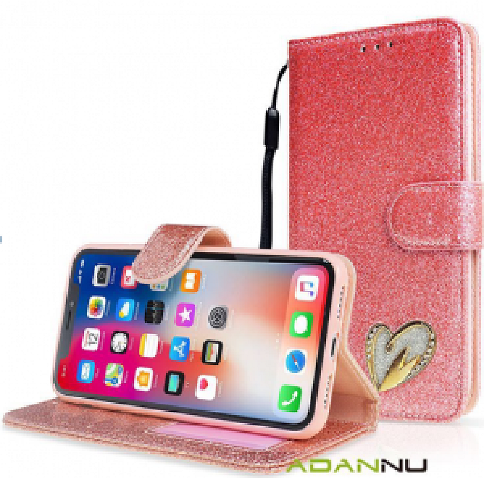 iPhone 7/8 Plus Wallet Heart Shiny Case