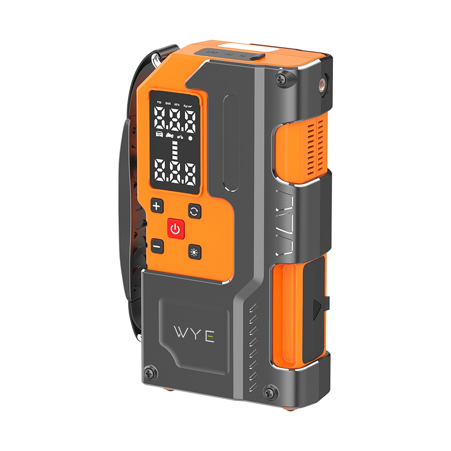 Tire inflator with jump starter