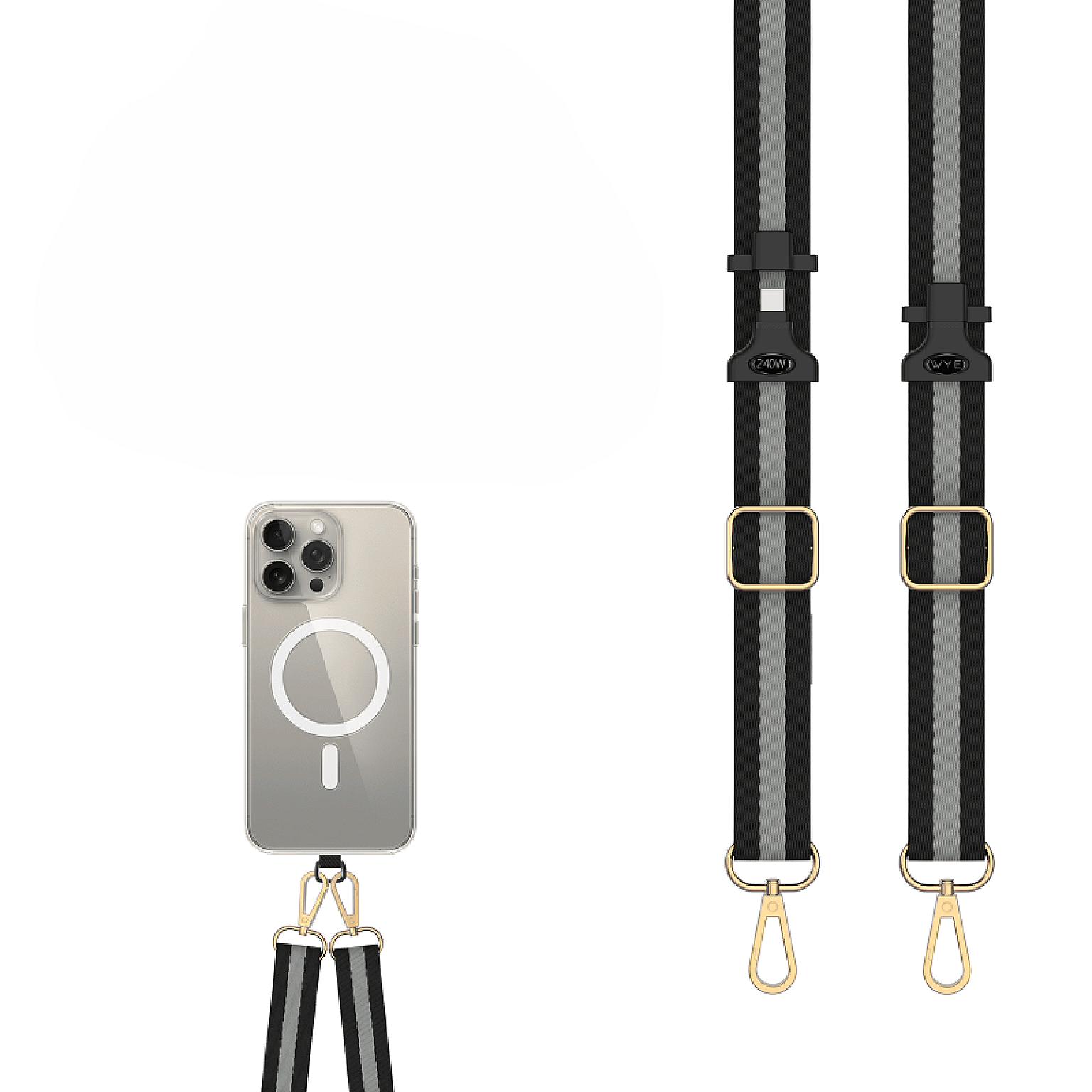 Multifunctional Lanyard with 240W CC Charging Cable