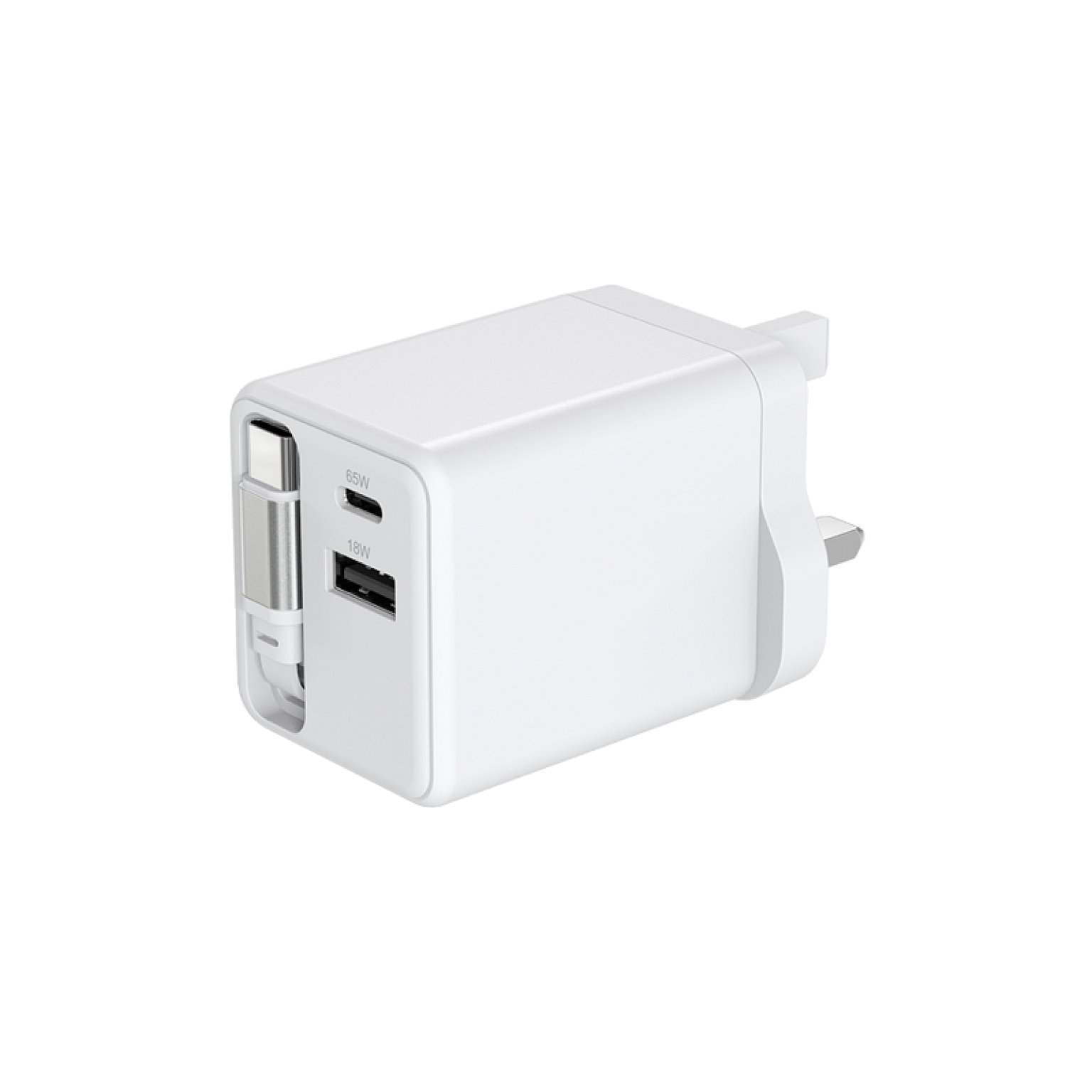 PA21 65W USB-C & USB-A Power Adapter with Retractable Cable