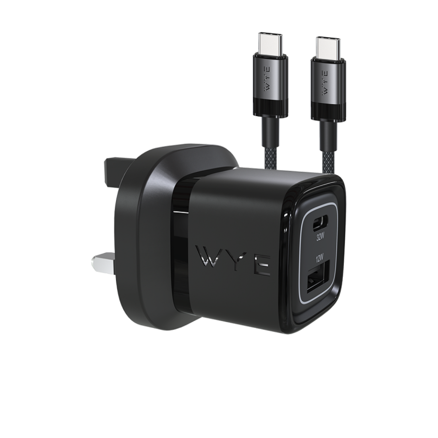 32W Dual Port USB-C & USB-A Charging Kit with USB-C to USB-C Cable  (Gan III)