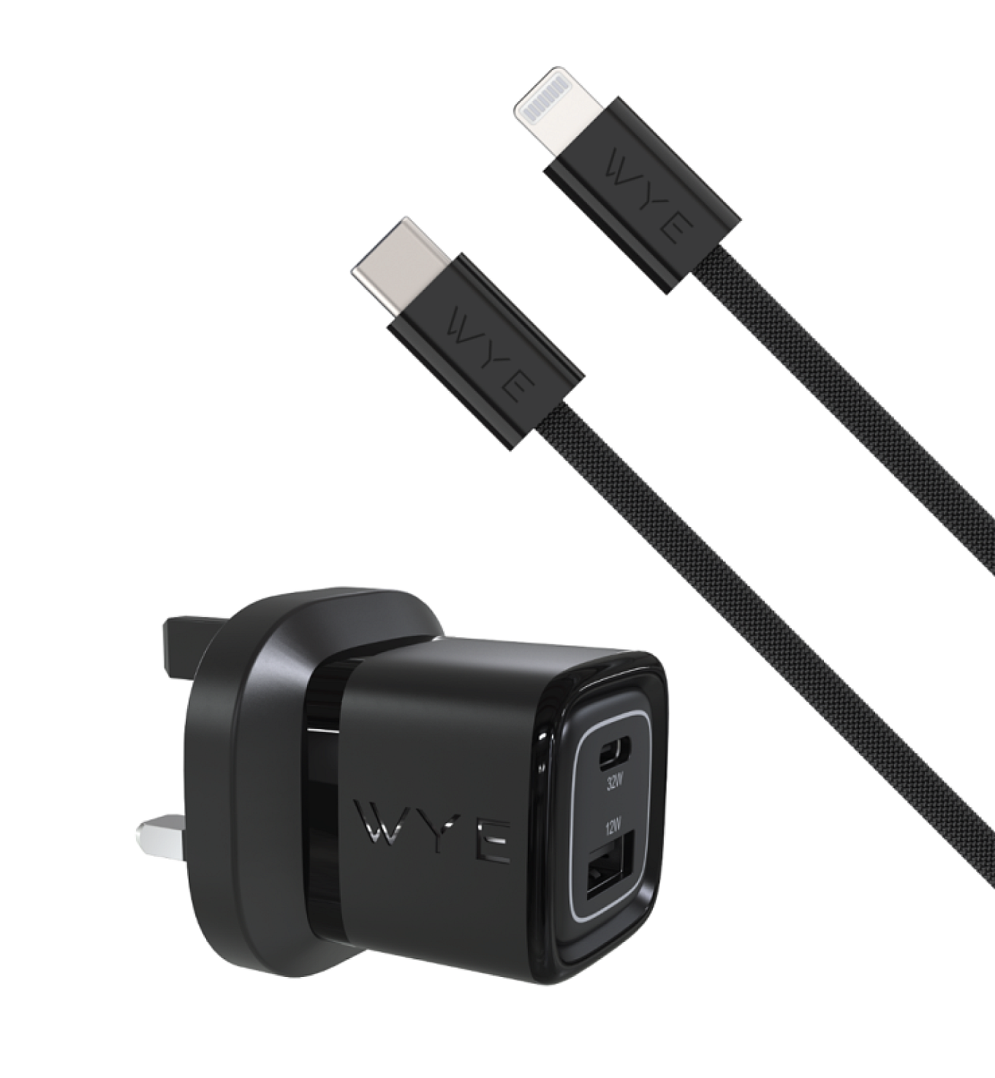 32W Dual Port USB-C & USB-A Charging Kit With USB-C to 8-Pin Cable (Gan III)