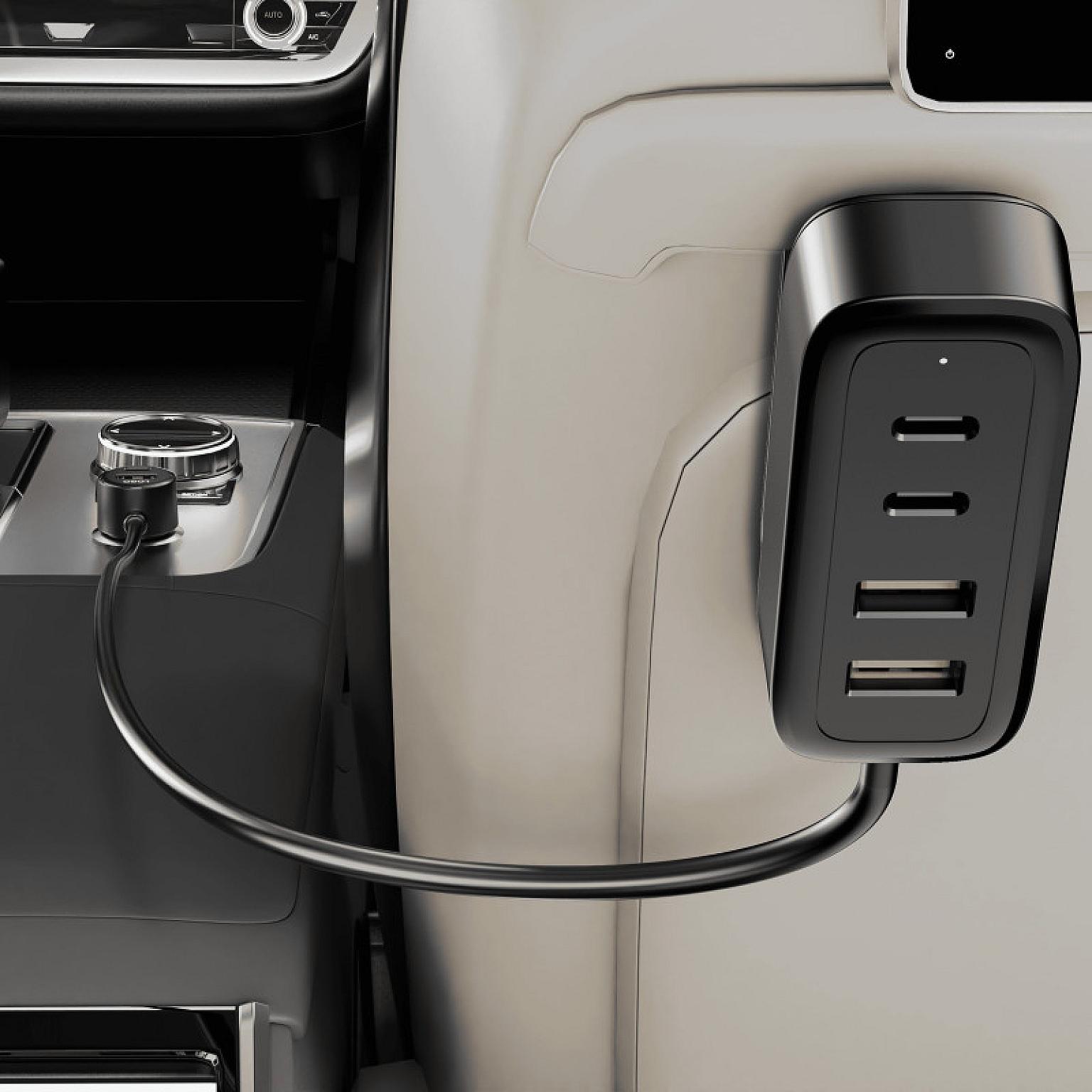 108W In-Car Charger With Multi-Port Extended Charging Hub