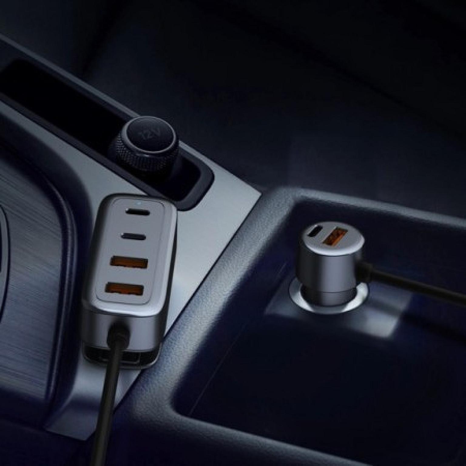 108W In-Car Charger With Multi-Port Extended Charging Hub
