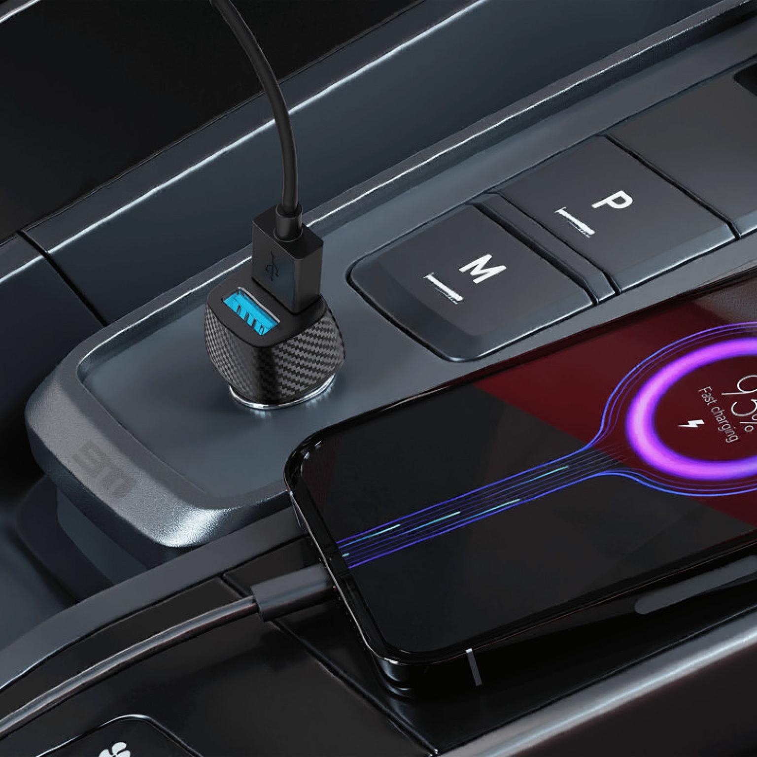 12W In-Car Charger Dual USB-A Port