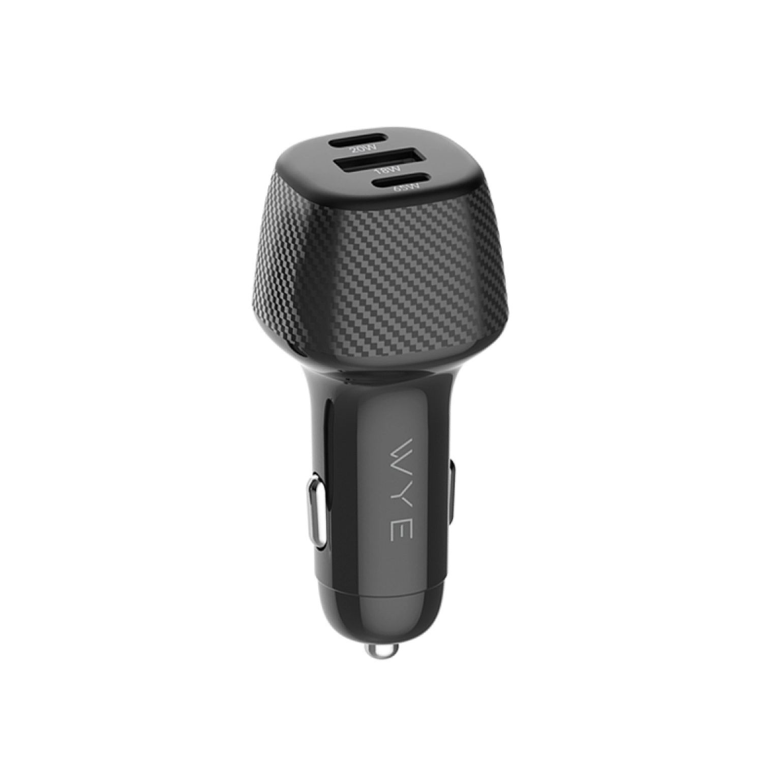 103W Fiber Carbon Design In-Car Charger with USB-A and Dual USB-C Ports