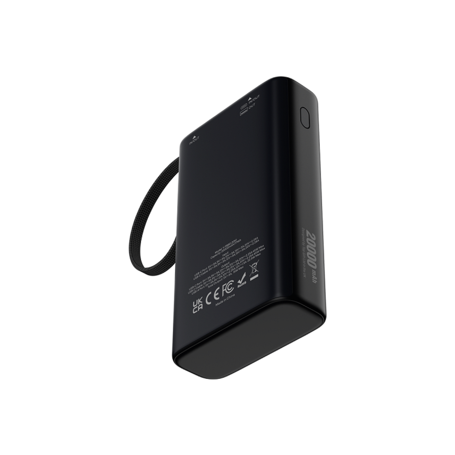 45W 20K Power Bank with Built-in Cables & LED Display