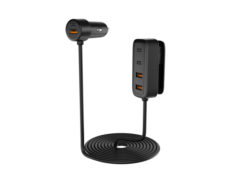 108W In-Car Charger With Multi-Port Extended Charging Hub