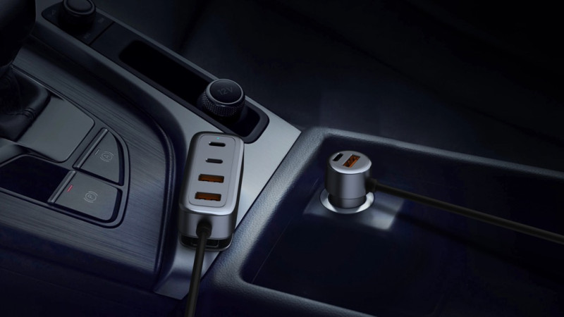 108W In-Car Charger With Multi-Port Extended Charging Hub