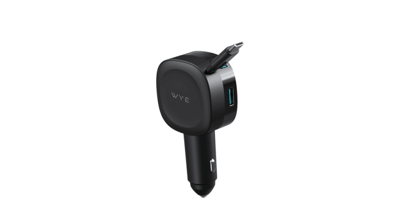 3-IN-1 Fast Charging In-Car Charger with Built-in Retractable Cable&A,C ports