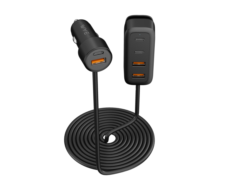 108W In-Car Charger With Multi-Port Extended Charging Hub