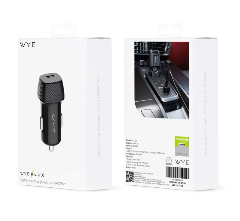 30W In-Car Charger with a USB-C Port