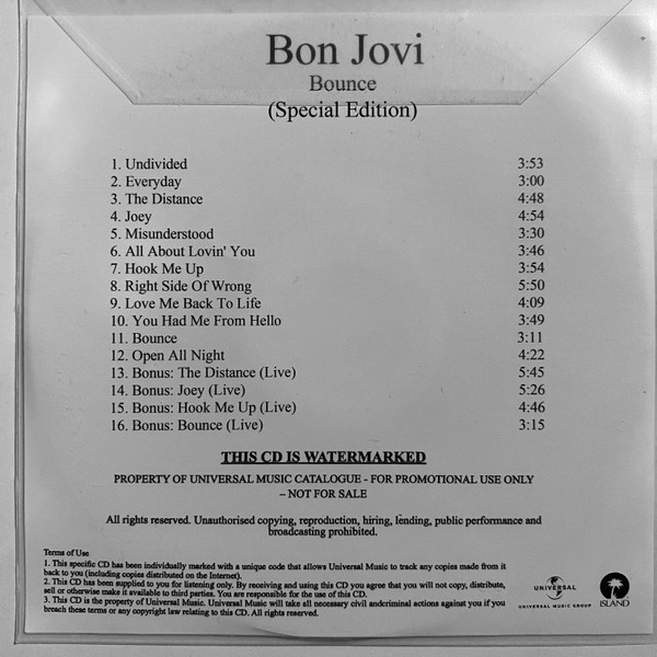 BON JOVI — BOUNCE