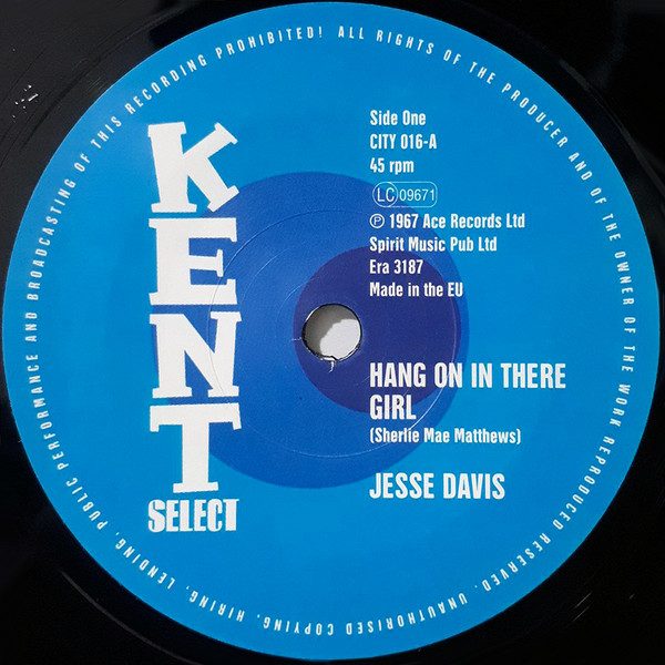 Jesse Davis — Hang On In There Girl/Hang On In There Girl (Instrumental)