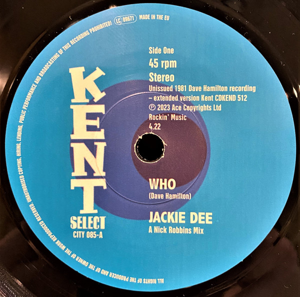Jackie Dee / Dave Hamilton Band — Who / Who (Instrumental)