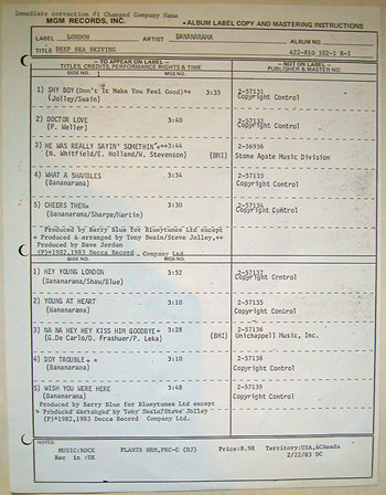 BANANARAMA — DEEP SEA SKIVING