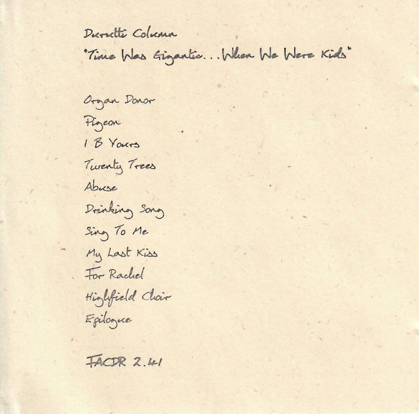 THE DURUTTI COLUMN — TIME WAS GIGANTIC... WHEN WE WERE KIDS